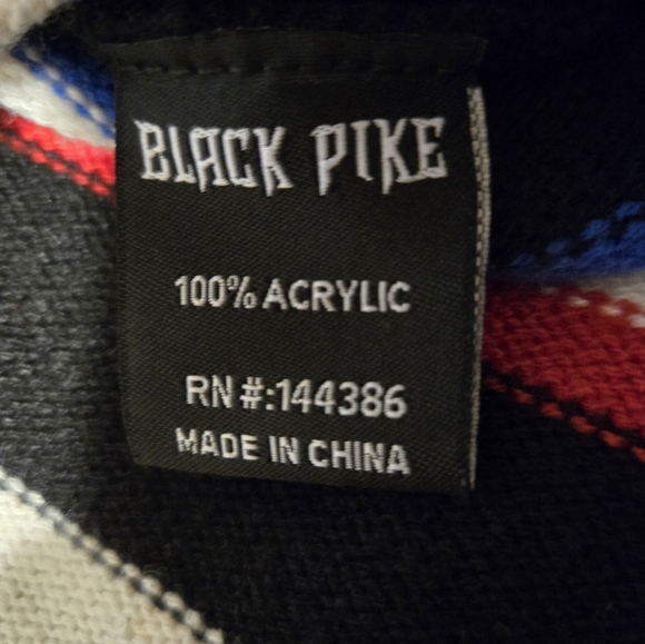 Black Pike Hockey Bear Crew Neck Knit Sweater Men's Medium - Picture 8 of 11